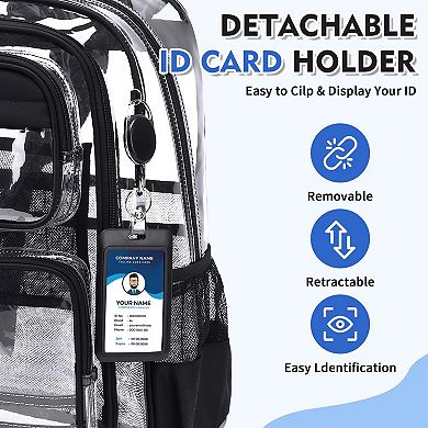 Clear Backpack Blue Lightning Pattern Heavy Duty School Stadium Work Sport