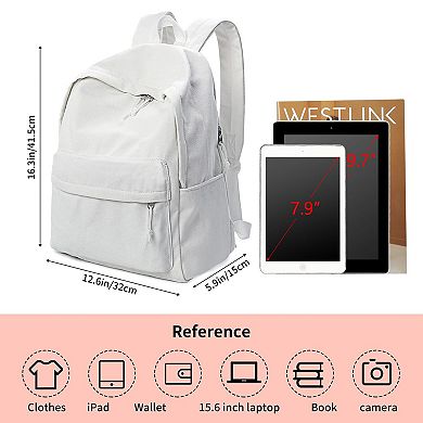 DIY Canvas Backpack Adjustable Strap Multi Pocket Casual Daypack