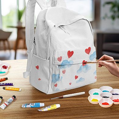 DIY Canvas Backpack Adjustable Strap Multi Pocket Casual Daypack
