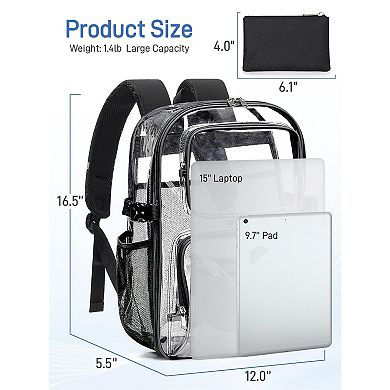 Heavy Duty Clear TPU Backpack with 360 Reflective Strips for School Work Travel