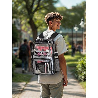 Heavy Duty Clear TPU Backpack with 360 Reflective Strips for School Work Travel