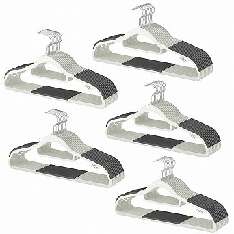 60 Pack Heavy Duty Plastic Hangers Non-Slip Pads 360 Swivel Hook Closet Organizer
