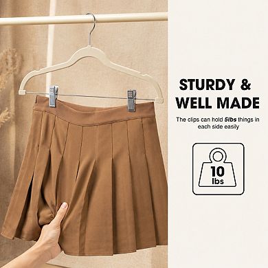24 Pack Beige Adjustable Heavy Duty Felt Non Slip Space Saving Closet Hangers