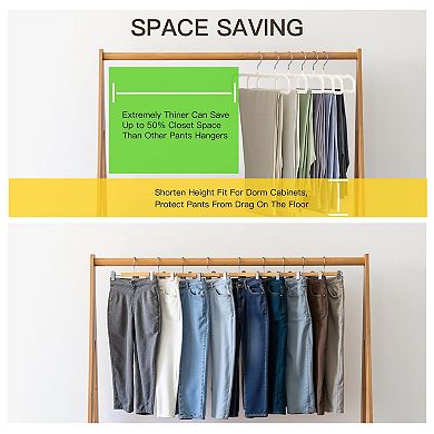 20 Pack Heavy Duty Felt Pant Hangers Space Saving Closet Storage Organizer