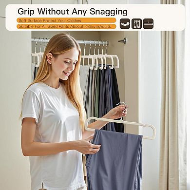 20 Pack Heavy Duty Felt Pant Hangers Space Saving Closet Storage Organizer
