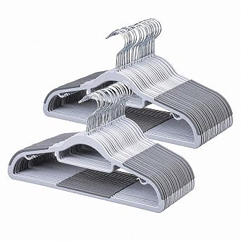 50 Pack Slim Non Slip Plastic Coat Hangers 360 Swivel Hook Space Saving Wardrobe Organizer