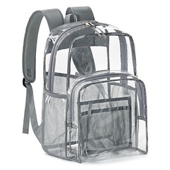 Heavy Duty Clear TPU Backpack Multi Pockets Adjustable Straps Reflective School Gym Work