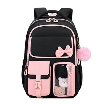 Cute Bow School Backpack For Girls Teens Elementary Middle High Students Spacious Durable