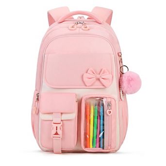 Cute Bow School Backpack For Girls Teens Elementary Middle High Students Spacious Durable
