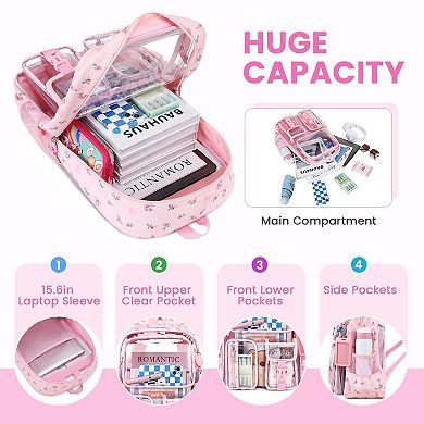 Heavy Duty Semi Clear School Backpack With Retractable Badge Holder Comfortable Straps