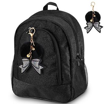 Glitter Canvas Cheerleading Backpack With Bow Keychain For Sports And Travel