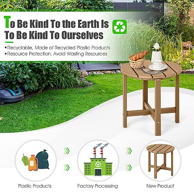 Costway 18'' Patio Round Adirondack Side Table Weather Resistant HDPE Garden