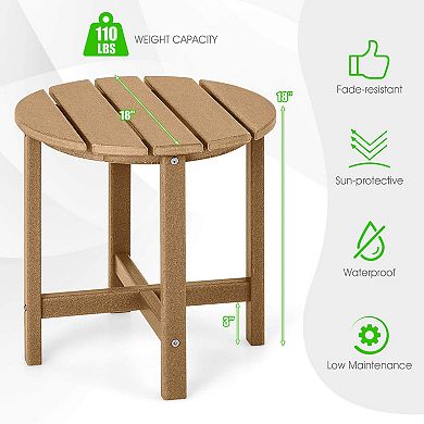 Costway 18'' Patio Round Adirondack Side Table Weather Resistant HDPE Garden