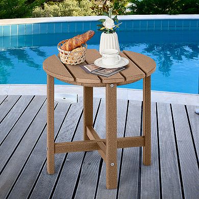 Costway 18'' Patio Round Adirondack Side Table Weather Resistant HDPE Garden