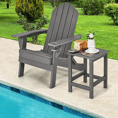 Costway 14'' Patio Adirondack Side End Table HDPE Square Weather Resistant Garden