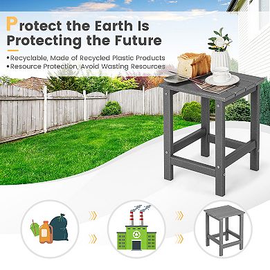 Costway 14'' Patio Adirondack Side End Table HDPE Square Weather Resistant Garden