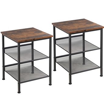 Costway 3 tier End Side Table Nightstand W/2 Adjustable Shelves
