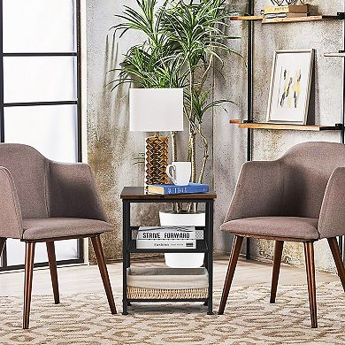 Costway 3-Tier End Side Table Nightstand W/2 Adjustable Shelves