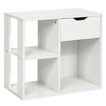 Costway 3 tier Side Table W/Storage Shelf&Drawer Space-saving Nightstand