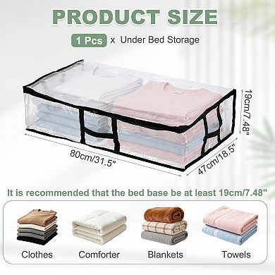 1 Pack Under Bed Storage Fabric Closet Organizer Bin with Handles Clear Window Container Bags