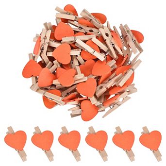 50 pc 1.2" Heart Photo Clips, Wooden Clothespins for Hanging Memo Card Pictures DIY Crafts