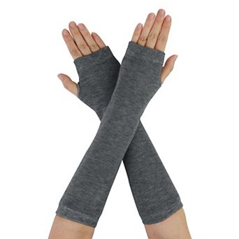 Women Thumbhole Elbow Length Fingerless Arm Warmers Gloves