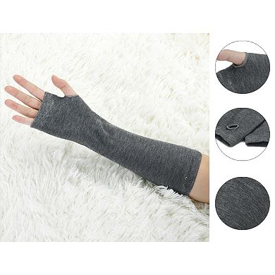 Women Thumbhole Elbow Length Fingerless Arm Warmers Gloves