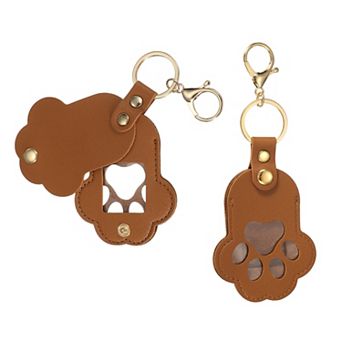 2 pc Pet Hair Keychain, Cat Paw Shaped Dog Hair Memorial Gift Keyring Key Holder with Lobster Clasp