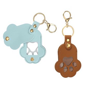2 pc Pet Hair Keychain, Cat Paw Shaped Dog Hair Memorial Gift Keyring Key Holder with Lobster Clasp