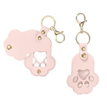 2 pc Pet Hair Keychain, Cat Paw Shaped Dog Hair Memorial Gift Keyring Key Holder with Lobster Clasp