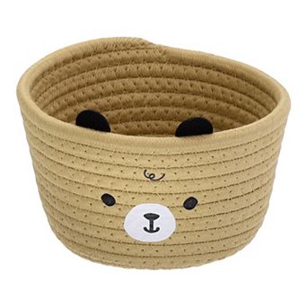 1 pc Cotton Rope Woven Storage Basket, Cute Bear Decorative Organization Storage Bins