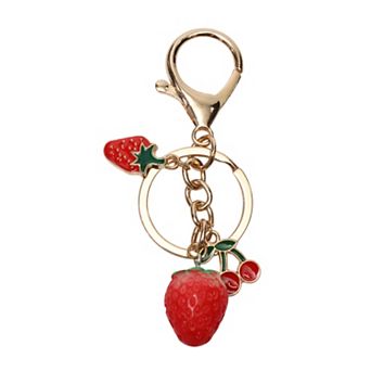 1 pc Fashionable Strawberry Cherry Handbag Charm Gold Tone Red