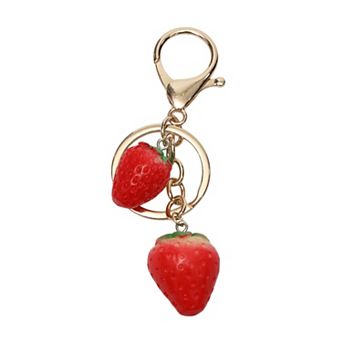 1 pc Fashionable Strawberry Handbag Charm Gold Tone Red