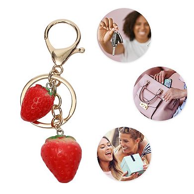 1Pc Fashionable Strawberry Handbag Charm Gold Tone Red