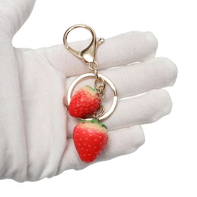 1Pc Fashionable Strawberry Handbag Charm Gold Tone Red