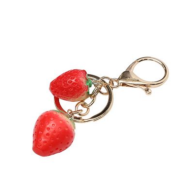 1Pc Fashionable Strawberry Handbag Charm Gold Tone Red