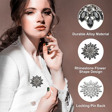 1Pc Fashion Crystal Diamond Flower Brooch Pin