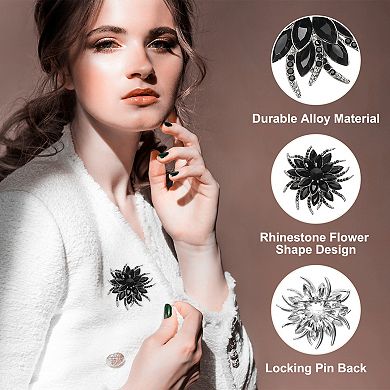 1Pc Rhinestone Flower Brooch Pins, Fashion Crystal