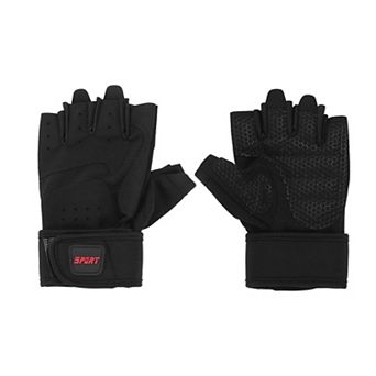 1Pair Durable Extended Wristband Half-finger Strength Training Sport Gloves