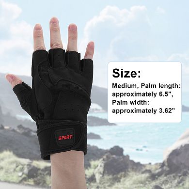 1Pair Durable Extended Wristband Half-finger Strength Training Sport Gloves