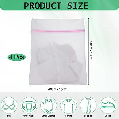4 Pcs Mesh Laundry Bags for Delicates, Mesh Washing Bags Fine Net with Zipper