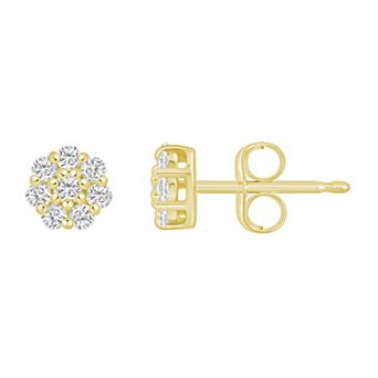 Celebration Gems Plated Sterling Silver 1/4 Carat T.W. Lab-Grown Diamond Cluster Stud Earrings