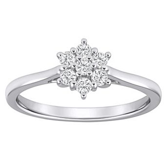 Celebration Gems Plated Sterling Silver 1/4 Carat T.W. Lab-Grown Diamond Cluster Ring