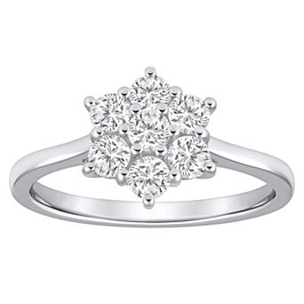 Celebration Gems Plated Sterling Silver 3/4 Carat T.W. Lab-Grown Diamond Cluster Ring