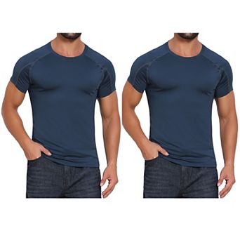 2 Packs Men's Workout T-Shirt Stretch Crew Neck Short Sleeve Sport Running T-Shirts