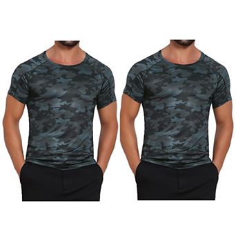 2 Packs Men's Workout T-Shirt Stretch Crew Neck Short Sleeve Sport Running T-Shirts