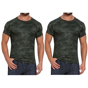 2 Packs Men's Workout T-Shirt Stretch Crew Neck Short Sleeve Sport Running T-Shirts