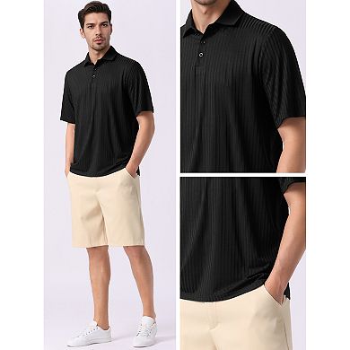 2 Packs Men's Summer Casual Short Sleeve Solid Color Texture Knit Polo Shirts
