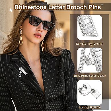 Letter Brooch Pins, Initial Rhinestone Broaches Pin 1 Pcs