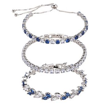 3 pc Diamond Tennis Bracelet for Women, Adjustable Stackable Cubic Zirconia Tennis Bracelet